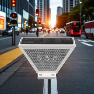 LED Solar Traffic Warning <b>Light</b> IP68 Waterproof Cast Iron PC Reflective Trapezoid Delineator Post 72+ Hours Runtime for Road - Product Image 2