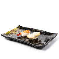 Assiettes à Sushi en mélamine, vente en gros, japonais, noir, or, Rectangle, service de vaisselle