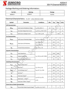Aod417 D417 40A 30V p-kênh MOSFET Transistor - Product Image 3