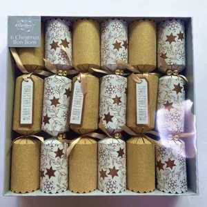 Decoración de fiesta barata, regalos de Navidad, papel de embalaje, galleta navideña personalizada dorada de lujo
