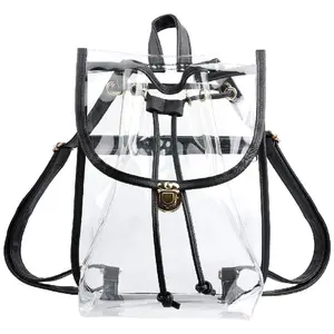 Heavy pvc clear drawstring backpack mini clear backpack for kids