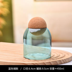 Kustomisasi 450ml 1300ml stoples penyimpanan kaca borosilikat tinggi gabus untuk tutup bola Amber biru untuk makanan untuk biji kopi - Product Image 6