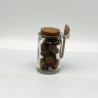 Offre Spéciale – Bocaux à Épices Ronds en Verre de Qualité Supérieure 120 ml avec Cuillère et Bouchon en Bois pour Conserver Confitures, Miel, Sel et Sucre