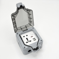 Boîtier de prise de courant extérieur étanche IP66 en ABS/PC de type 86, 2 prises CA, 2 ports USB, interrupteur simple, 13A 250V