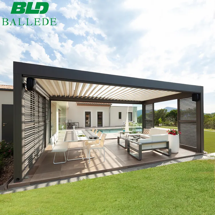 Persiana de aluminio motorizada impermeable, para exteriores, jardín, patio, gazebo, 4x5