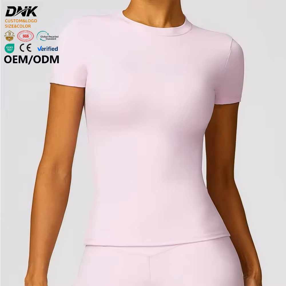 DCK-1105 Yoga Shirts Top Quick Dry Running Tops Tights Push up Workout Gym Clothes Female Short Sleeve Fitness Sports T-Shirts