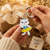 Porte-clés personnalisé en alliage de zinc émaillé sans nickel, motif chat de dessin animé mignon danseur de ballet, breloque animale plaquée argent, cadeau pour fille, accessoire de sac