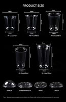 Gobelets en plastique PET transparents jetables en forme de U, 12 oz, 16 oz, 22 oz, pour fruits, boba et bubble tea