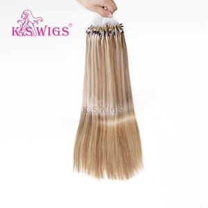 K.SWIGS Highlighted Blonde Ombre 100% Remy Human Hair No Glue Easy Install Straight Bulk Wholesale <b>Micro</b> Ring Hair <b>Extensions</b> - Product Image 3