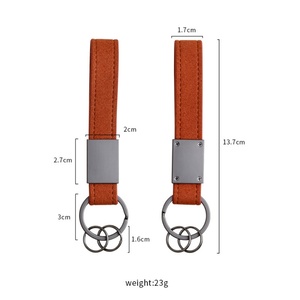 Luxury High-End PU Leather Car <b>Keychain</b> <b>Personalized</b> Couple Key Ring Lanyard Silk Screen Printed Laser Logo Durable Metal - Product Image 3