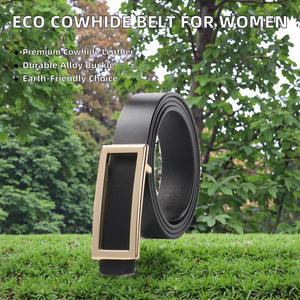 Cinturón de Cuero Vacuno Ecológico de 105 cm y 1.3 cm con Hebilla Cuadrada de Aleación de Dos Colores y Logotipo Personalizado, Estilo Casual para Jeans de Mujer - Product Image 2