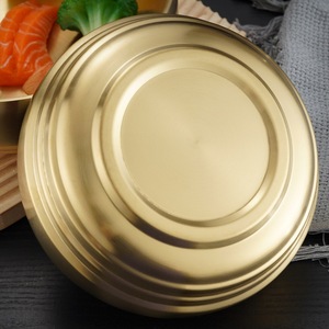 Stainless Steel Double Wall Bowl Gold Large Soup Bowl For Home Use Microwave Safe - Product Image 2