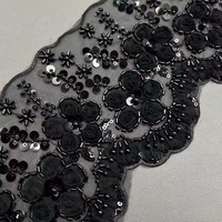 Nouvelle dentelle brodée de sequins 3D écologiques et colorés, garniture florale en tulle et strass pour la décoration du col et du ourlet de robe