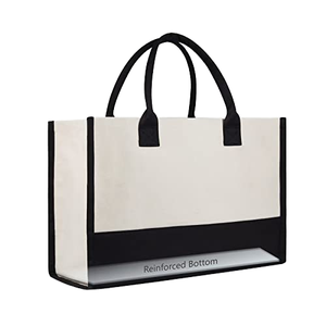 Sac fourre-tout en toile grand format, réutilisable, portable, style simple, avec logo personnalisé imprimé, pour le shopping - Product Image 2