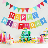 Guirlande de fête personnalisée en feutre polyester arc-en-ciel assemblée, écologique, durable, réutilisable et lavable, pour joyeux anniversaire