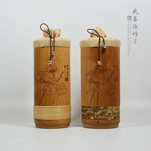 <b>Bamboo</b> Tea Tube Round Handmade Carved Gift Packaging Storage <b>Container</b> Chinese Style Craft - Product Image 4