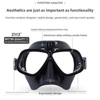 Masque de natation anti-buée pour adulte le plus vendu Équipement d'apnée transfrontalière Lentilles de prescription en option Support de caméra d'action