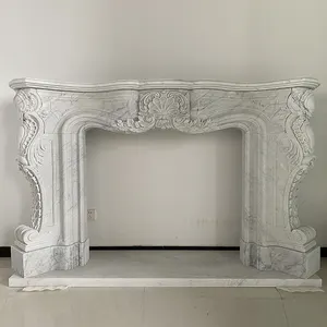 家用室内白色卡拉拉大理石手工雕刻大理石壁炉框架