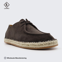 Zapatos Mocasines LANCI Premium al por Mayor, Espadriles de Piel de Becerro y Ante, Zapatos Personalizados con Logotipo, Suela de Yute