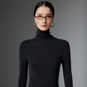 Suéter <span class=keywords><strong>interior</strong></span> de <span class=keywords><strong>lana</strong></span> peinada de <span class=keywords><strong>Merino</strong></span> 100% para <span class=keywords><strong>mujer</strong></span>, jersey de <span class=keywords><strong>lana</strong></span> peinada de cuello alto tejido de una pieza - Product Image 5