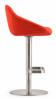 Tabouret de bar moderne en tissu rouge réglable avec base pivotante en acier inoxydable pour cuisine et café