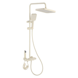 Marshal Cream-<b>Style</b> Thermostatic Shower Set Single Handle Rain Spray Ceramic Valve White Pressure-Boosting Shower <b>Head</b> - Product Image 3