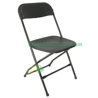Chaise de jardin pliante au design traditionnel blanc Cadre en plastique en acier avec dos de ventilateur pour salle à manger Hôtel Ferme Mobilier d'extérieur