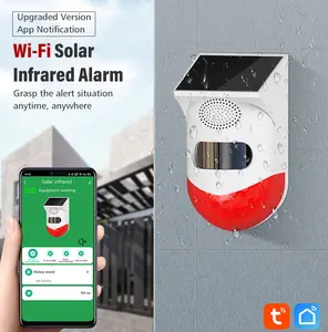 Tuya Wifi sensore di movimento a luce stroboscopica solare rilevatore di allarme Wireless esterno intelligente sirena con telecomando impermeabile