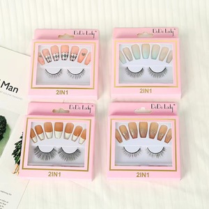 DoDo Lady – ensemble de faux ongles et cils 2 en 1, faux ongles naturels doux avec cils pour femmes, ensemble de beauté - Product Image 1