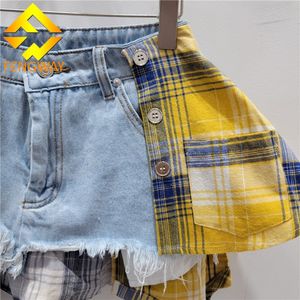 Mode Kleidung Minirock Taschen Star Distress Stickerei Knopf Reiß verschluss Nähen Denim Gespleißten Rock Frauen - Product Image 4