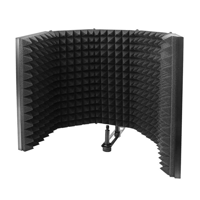 5 Panel Adjustable Microphone Isolation Shield Sound Absorbing Foam Reflection Filter Mic Soundproof Shield for Audio Recording
