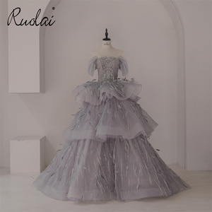 Ruolai-<span class=keywords><strong>vestido</strong></span> de noche de diseñador sin tirantes LWC6788, púrpura, <span class=keywords><strong>lila</strong></span>, <span class=keywords><strong>para</strong></span> fiesta, con plumas escalonadas, sin hombros, <span class=keywords><strong>para</strong></span> <span class=keywords><strong>mujer</strong></span> - Product Image 1