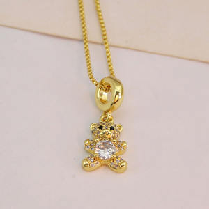 NZ1561 placcato in oro 18K CZ Sun mezzaluna stella orso ragazzo e ragazza Paw stampa Rondelle Bail tripla goccia collana a catena - Product Image 4