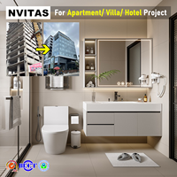 Ensemble de meubles de salle de bain NVITAS modernes en MDF imperméable avec lavabo, à fixation murale, écologiques, pour hôtels, appartements et villas