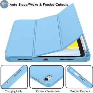 ขายส่งเคส iPad รุ่นที่ 10 ขนาด 10.9 นิ้ว ปี <span class=keywords><strong>2022</strong></span> พร้อมช่องใส่ดินสอ ที่วางแบบพับได้ 3 ตอน ฝาหลัง TPU - Product Image 2