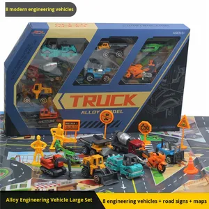 Bán buôn 1:64 hợp kim <span class=keywords><strong>Diecast</strong></span> Đồ chơi thiết lập trẻ em kỹ thuật Series-6-mảnh xe tải máy xúc xe nâng Mixer mô hình cậu bé món quà - Product Image 3