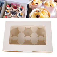 10 boîtes à cupcakes écologiques transparentes avec fenêtre et plateau amovible pour 2/4/6 tasses, emballage pour chips et sushis