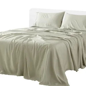 Seprai tempat tidur Hotel Linen T250 bergaris putih set selimut penutup katun poliester dengan perasaan tangan yang baik