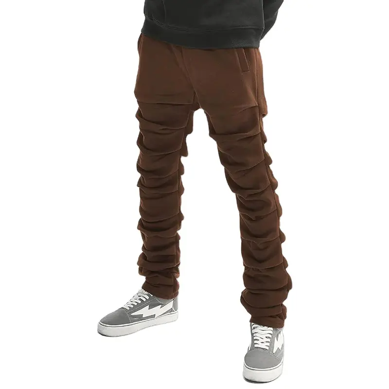 Dongguan City Streetwear Custom Logo Slim Fit Trousers Skinny Solid Color Flare Stacked Pants