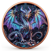 Pièce de collection édition spéciale en cuivre fin 999, 1 oz, motif Dragon King, art métallique 3D en relief, effet UV anti-décoloration