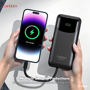 เพาเวอร์แบงค์ Earldom 10000mAh พร้อมสายชาร์จในตัว หน้าจอ LED แสดงผล รองรับการชาร์จเร็ว 22.5W ชาร์จเร็ว USB-C/USB/8-PIN - Product Image 4
