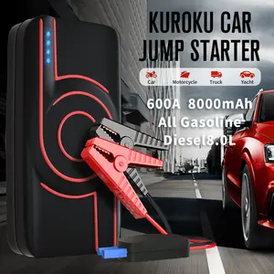 Démarreur de voiture haute puissance 12V 8000/12000mAh 600A à courant de crête pour 3.4L/5.0L Démarreur de batterie de voiture d'urgence