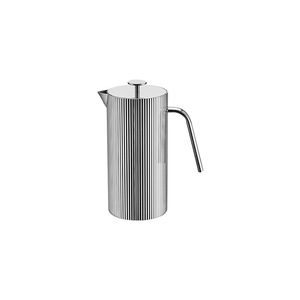 Caraffa Moderna in Acciaio Inossidabile Scanalato con Coperchio, Brocca Argento Lucido per Servizio Elegante di Tè Freddo e Bevande a Casa - Product Image 1