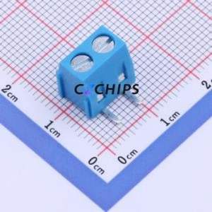 DB127R-5.0-2P-BU-S Screw Terminal Block P=5mm Connector ( Construction: 1x2P )( Pitch: 5mm )( Color: Blue ) - Product Image 1