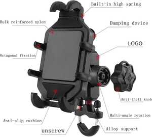 High Quality New Aluminium Alloy Motorcycle Anti-shake Mobile Phone Holder with 360 Degree Rotation and Universal Fit - Product Image 3