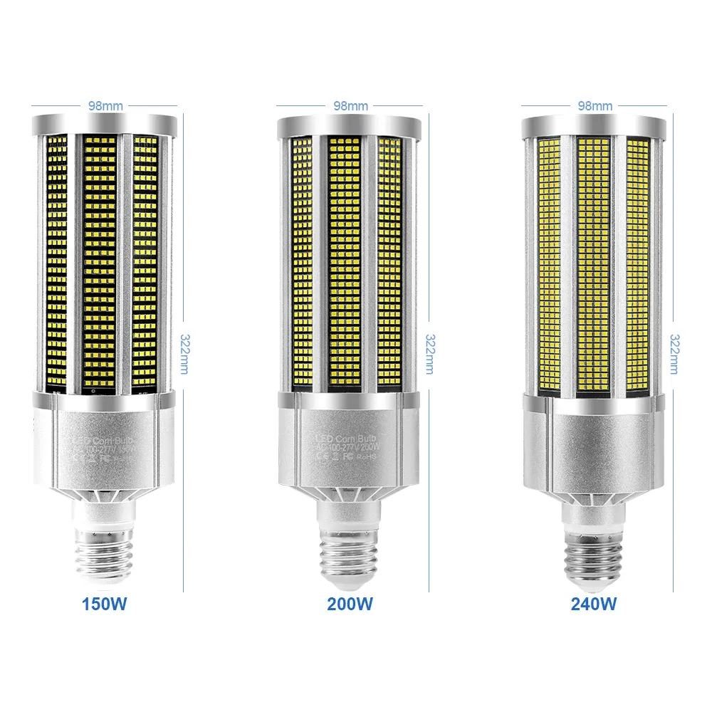 Lampu Led E27 E39 bohlam jagung 220V, lampu sorot LED 150W 200W 240W lampu jagung daya tinggi 110V pencahayaan gudang luar ruangan