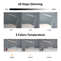 Lampe de bureau à pince LED USB simple européenne, réglable, pour table à ongles, lampe de bureau, col de cygne, 3 niveaux, blanc chaud, blanc froid, lumière du jour