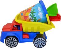 Set di 4 Pezzi Giocattoli da Spiaggia per Bambini, Mini Camion in Plastica con Secchio, Paletta e Rastrello