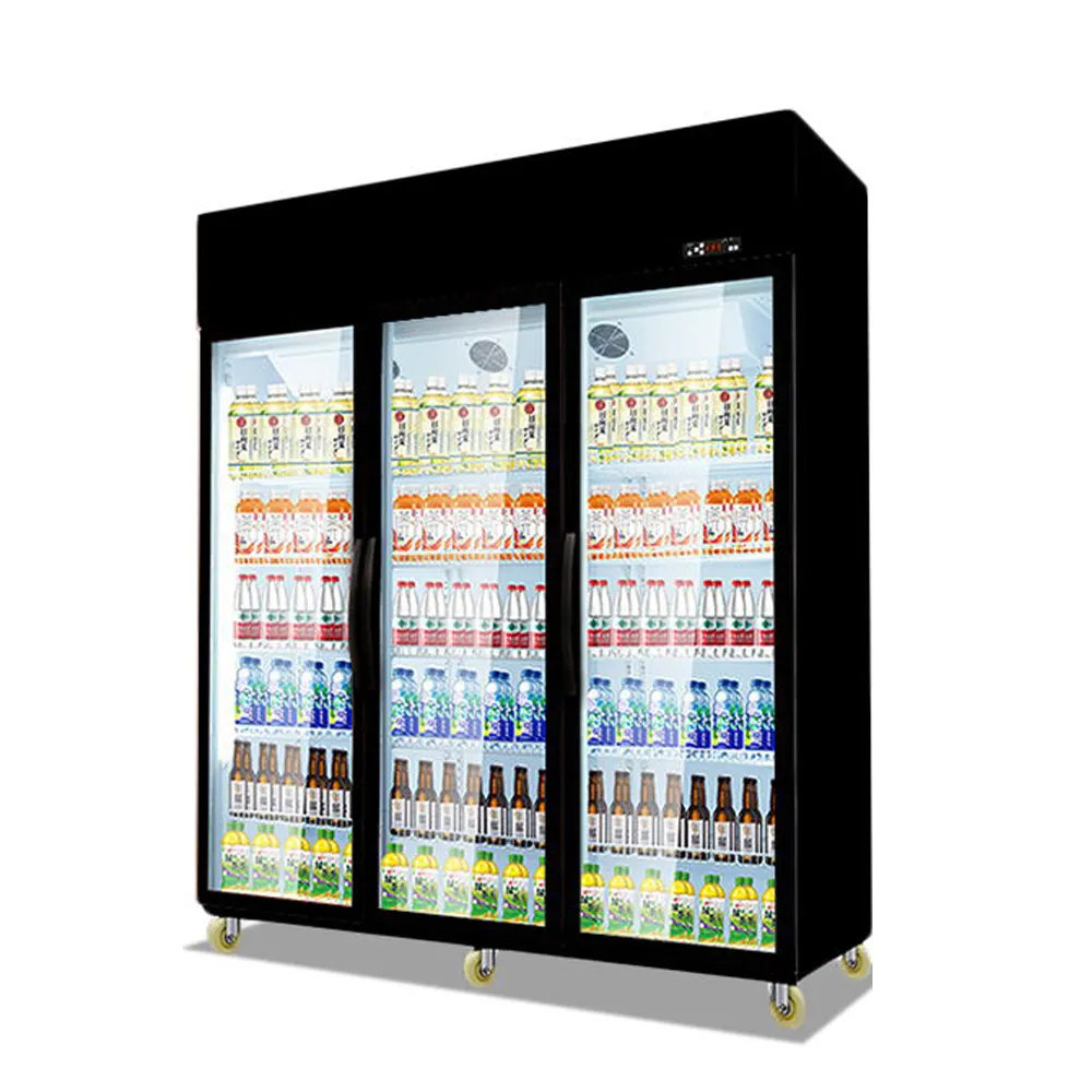 スーパーマーケット直立ガラスドア空冷ディスプレイクーラー飲料ビール花商業ショーケース冷蔵庫冷蔵庫