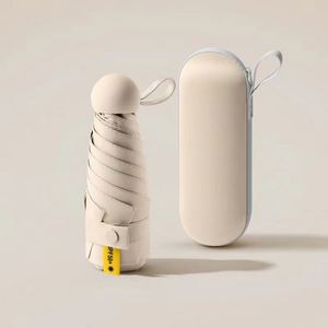 Mini parapluie de voyage avec design à cinq plis et six baleines, ouverture manuelle, protection UV, nylon 190T pour femmes - Product Image 1